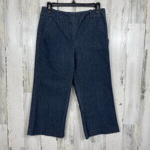 Sandro capri crop pant dark chambray denim travel blue size 6 classic vacation